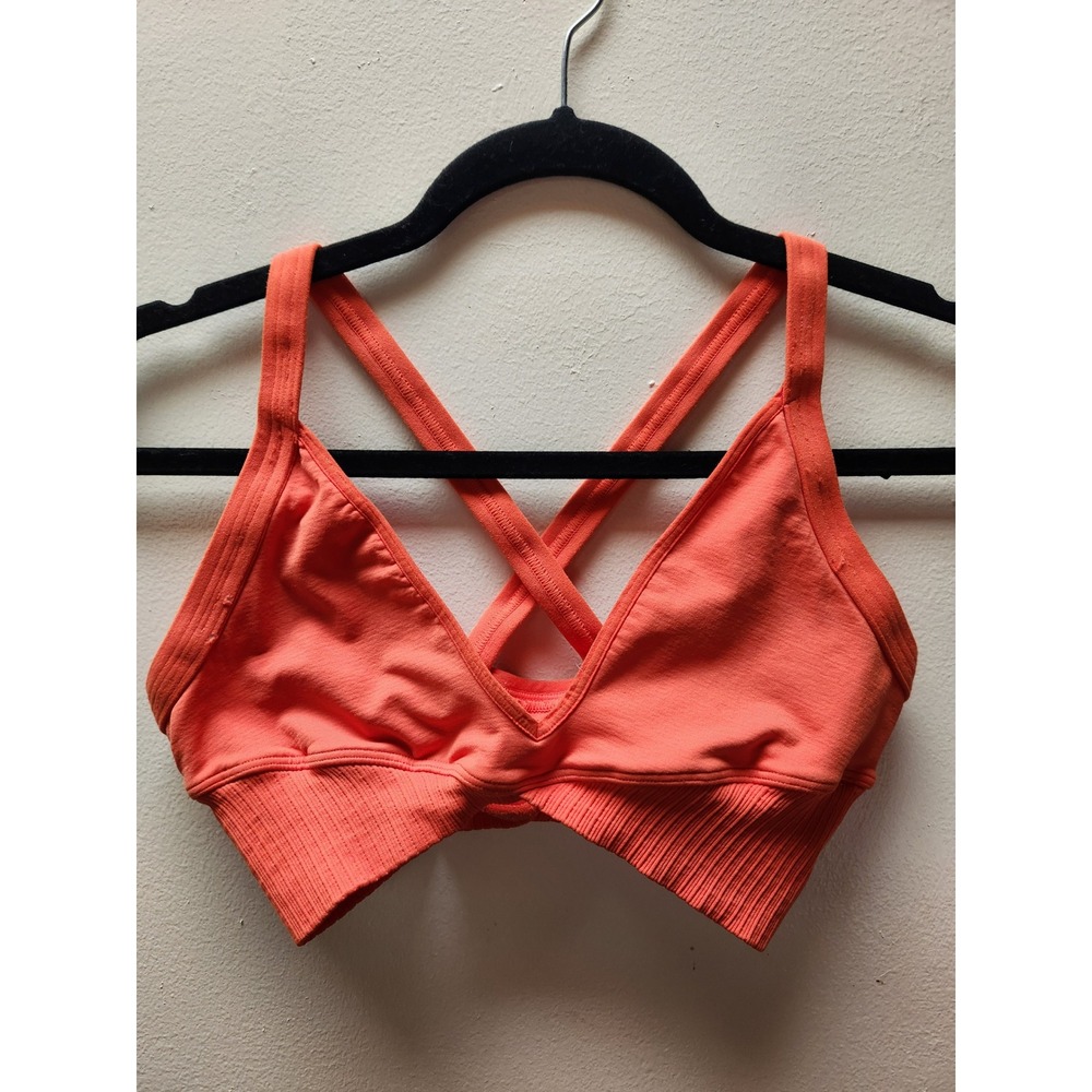 Free People Movement Good Karma Sports Bra Coral Orange Ribbed XS/S OB1075830